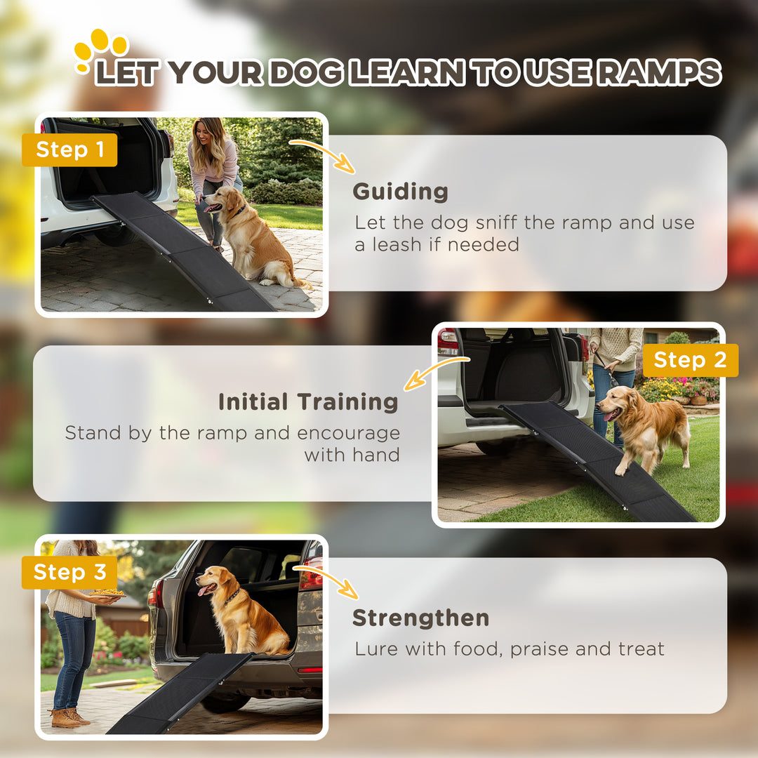 Folding Dog Ramp for Car, Portable Pet Ramp, with Non-Slip Surface, Aluminium Alloy Frame, for XL Dogs