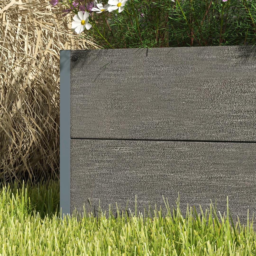 34 x 69.5cm Garden Planter Box, with Back Trellis, Grey
