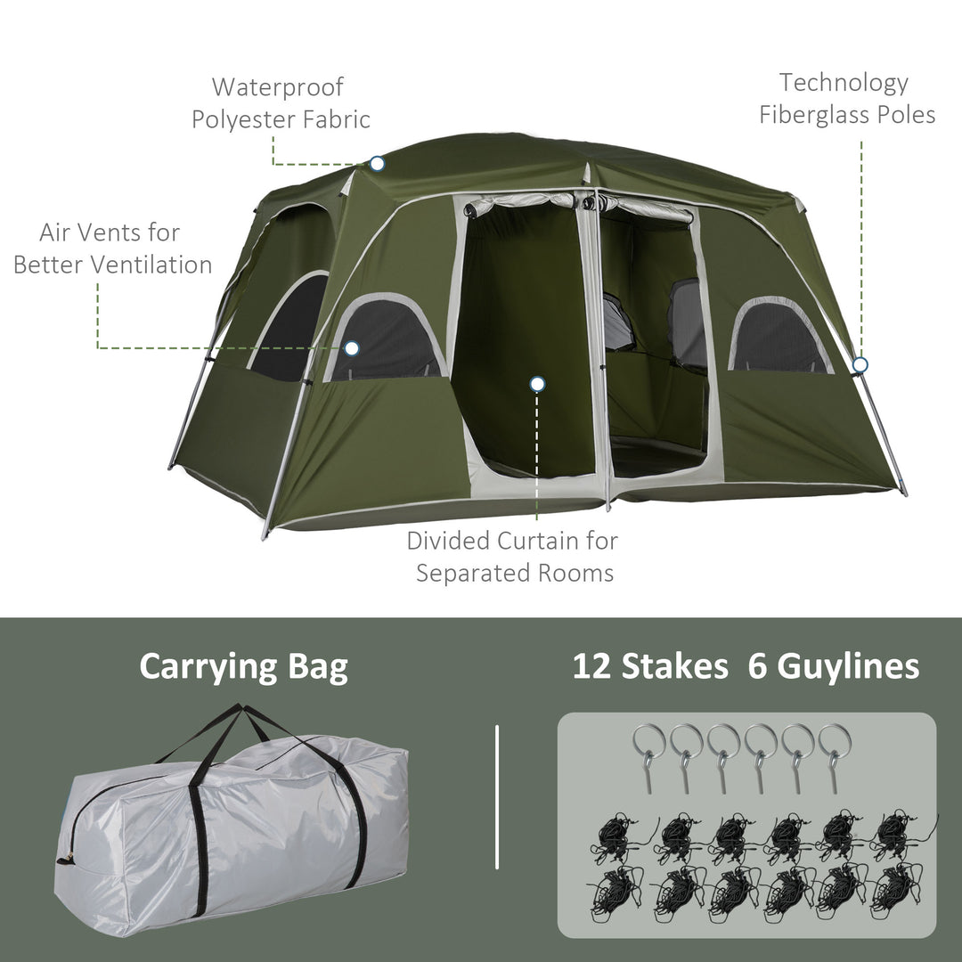 MCL Camping Tent, Family Tent 4-8 Person 2 Room, with Large Mesh Windows, Easy Set Up for Backpacking Hiking Outdoor, Green