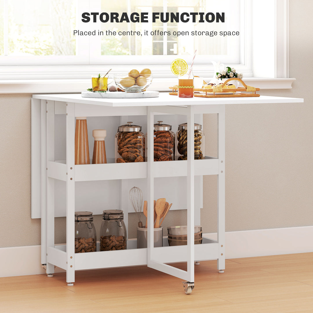 Four-Person Drop Leaf Table - White