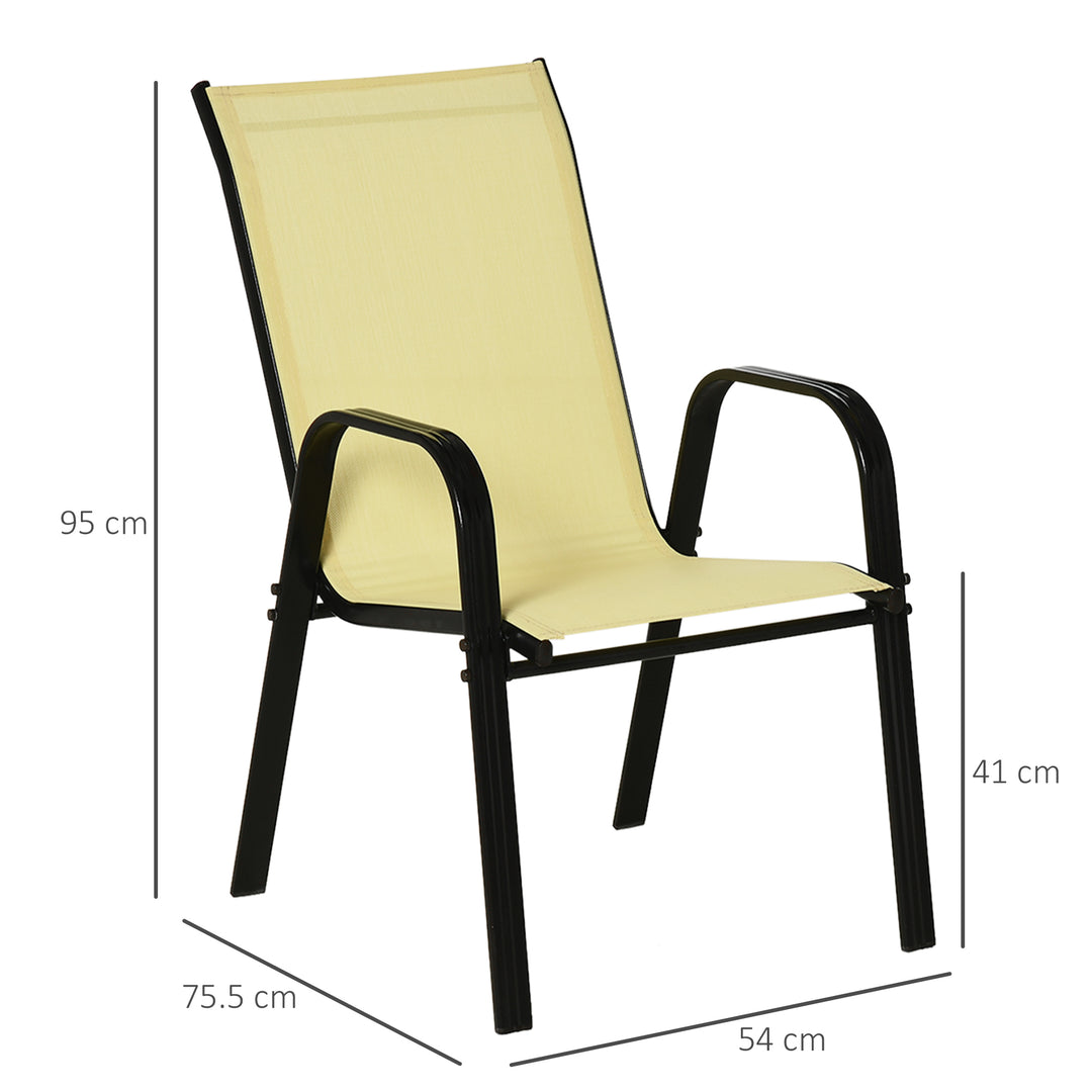 Set of Four Stackable Mesh Seat Chairs - Beige