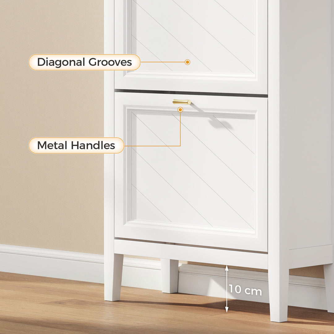 Shoe Cabinet with 3 Flip Drawers, Farmhouse Narrow Shoe Storage Cabine