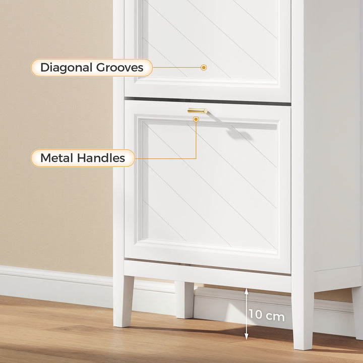 Shoe Cabinet with 3 Flip Drawers, Farmhouse Narrow Shoe Storage Cabine