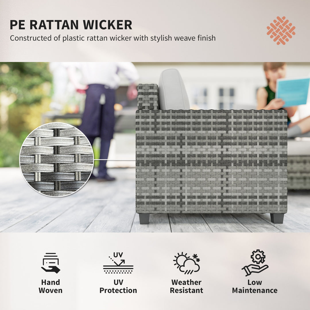 Six-Piece Modular Rattan Sofa Set - Light Grey
