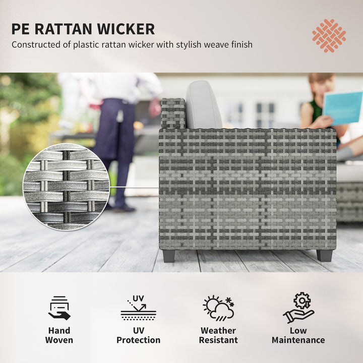 Six-Piece Modular Rattan Sofa Set - Light Grey