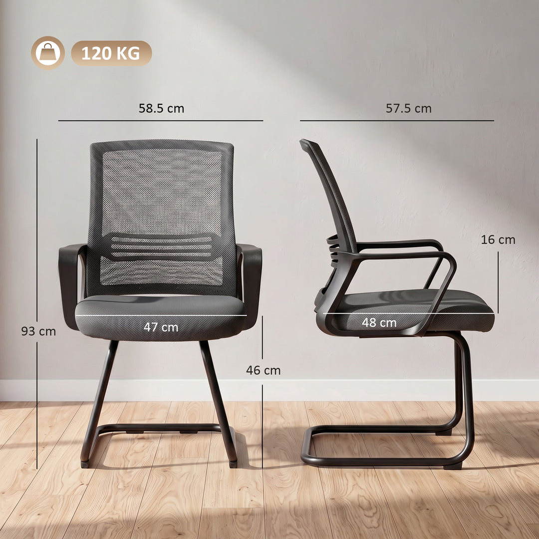 Padded Meeting Office Chair, Ergonomic Desk Chair No Wheels with Sled 