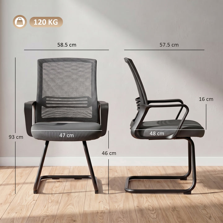 Padded Meeting Office Chair, Ergonomic Desk Chair No Wheels with Sled 