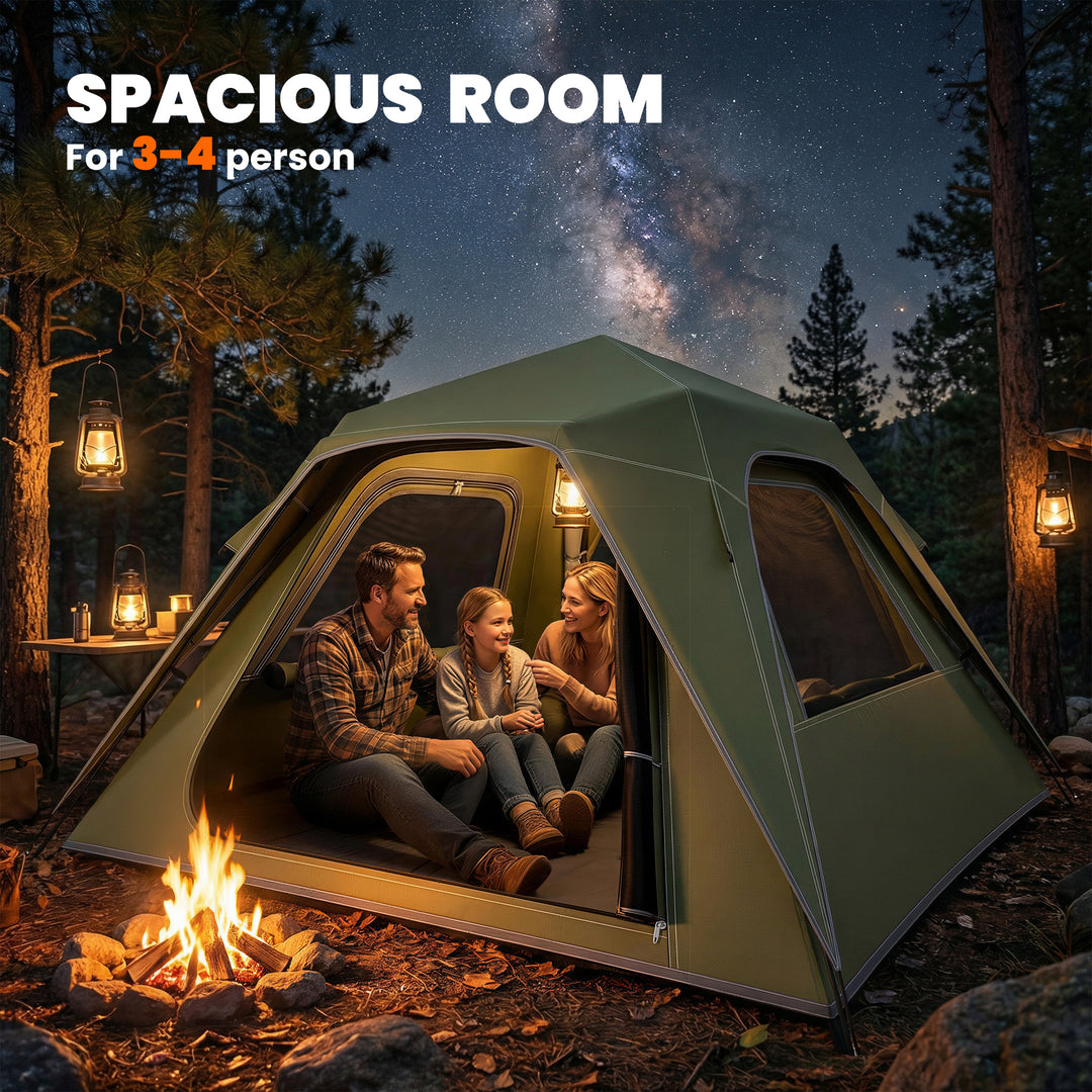 Pop Up Tent 3000mm Waterproof Camping Tents with Mesh Windows 2-3 Peop
