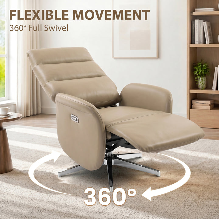 Power Recliner Chair, Swivel Electric Reclining Chair with Type C+USB,