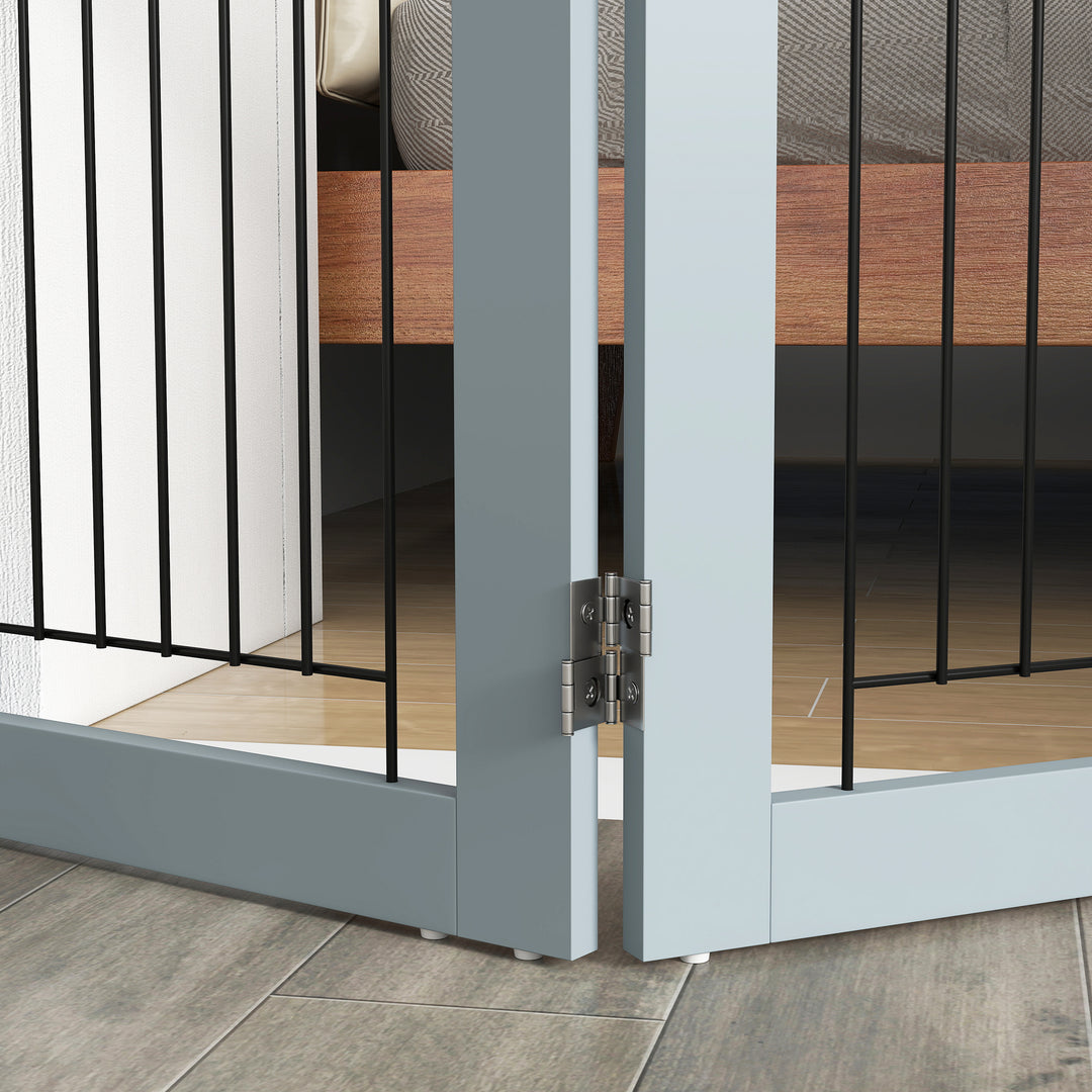 Foldable Pet Gate, with Three Panels & Two Support Feet - Grey