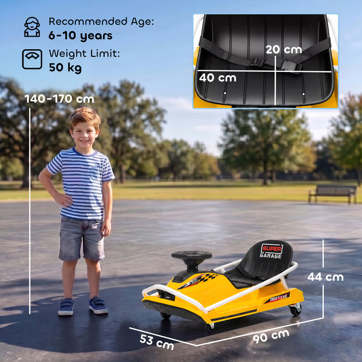 24V Electric Go Kart for Kids with Drift Mode, 300W Brushless Motor, S