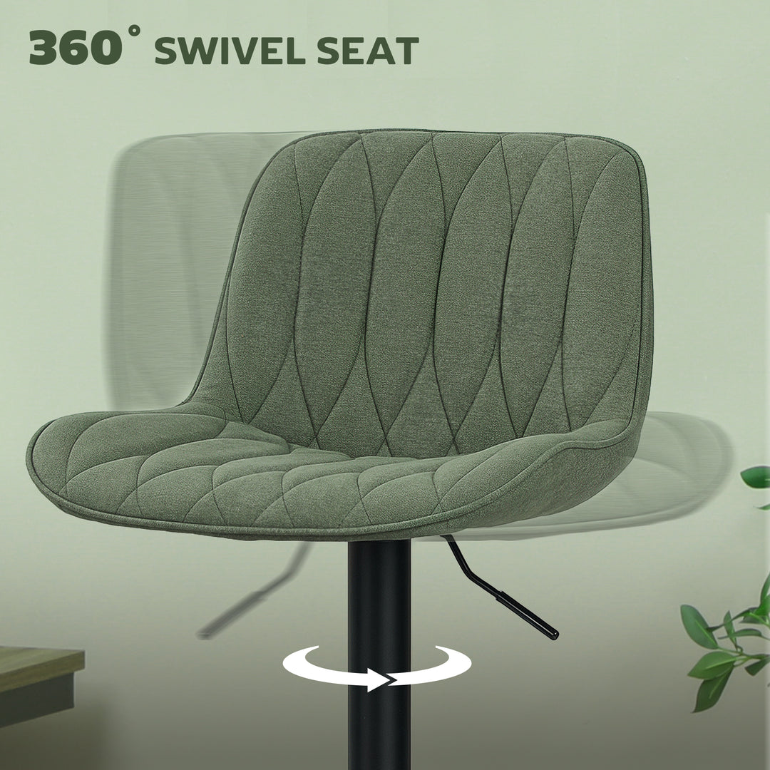 Set of Two Linen-Look Bar Stools - Green