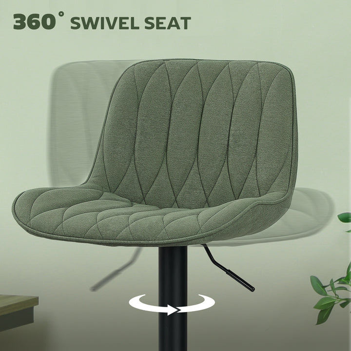 Set of Two Linen-Look Bar Stools - Green
