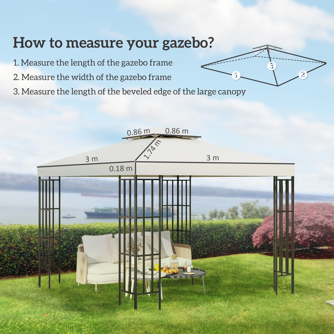 Gazebo Replacement Canopy 3x3 m-Cream White