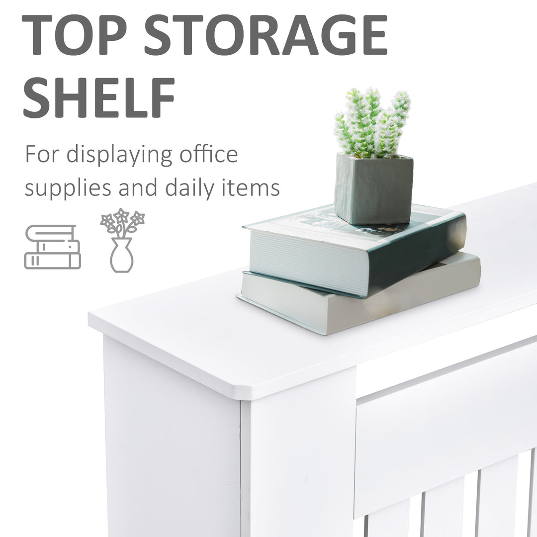 MCL Slatted Radiator Cover Painted Cabinet MDF Lined Grill in White (152L x 19W x 81H cm)