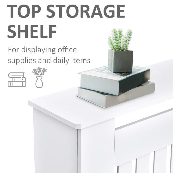 MCL Slatted Radiator Cover Painted Cabinet MDF Lined Grill in White (152L x 19W x 81H cm)