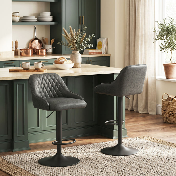 Bar Stools Adjustable Swivel Kitchen Chairs with Backrest Set of 2 for