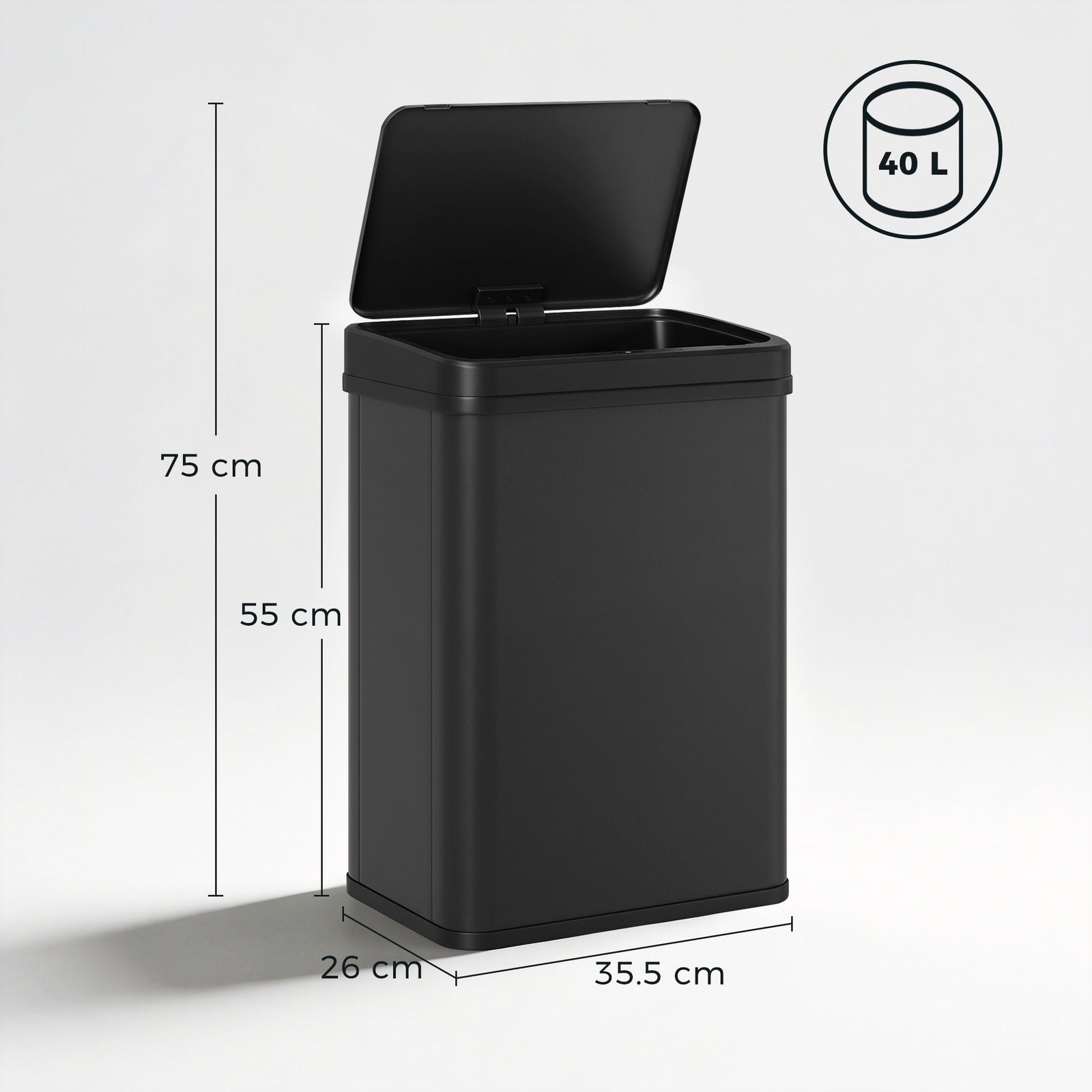 40L Sensor Bin with Soft-Close Lid, Stainless Steel Automatic Touchles