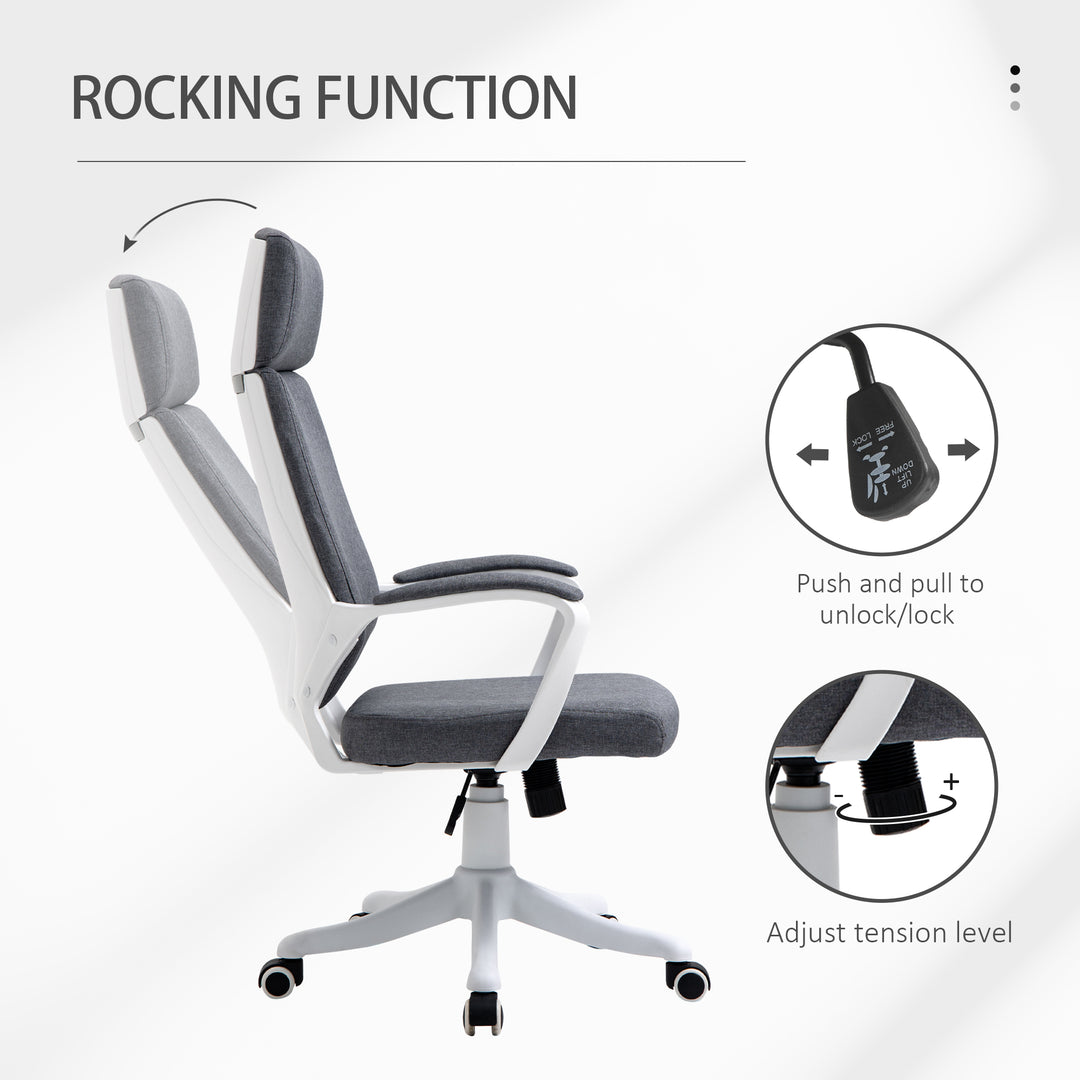 MCL Office Chair, Ergonomic Desk Chair, High Back Study Chair with Headrest and Lumbar Back Support, Adjustable Height for Home and Work, Grey