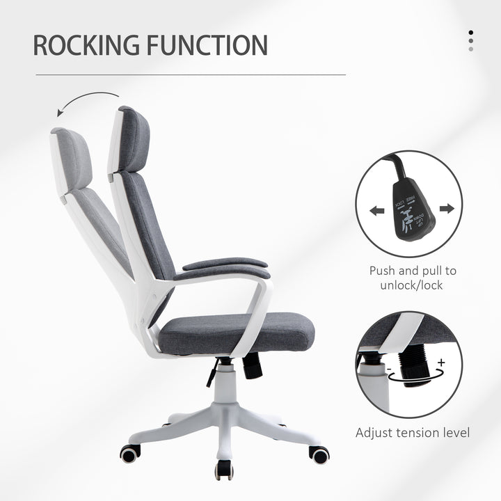MCL Office Chair, Ergonomic Desk Chair, High Back Study Chair with Headrest and Lumbar Back Support, Adjustable Height for Home and Work, Grey