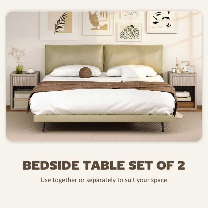Modern Bedside Table Set of 2, Bedside Cabinet with Drawer and Open Sh