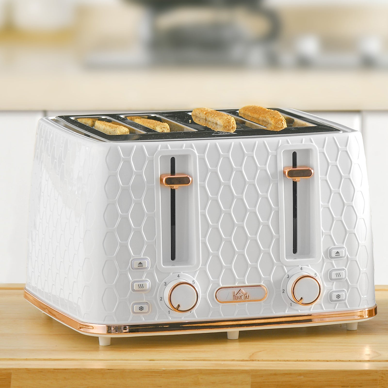 Four-Slice Honeycomb Toaster - White