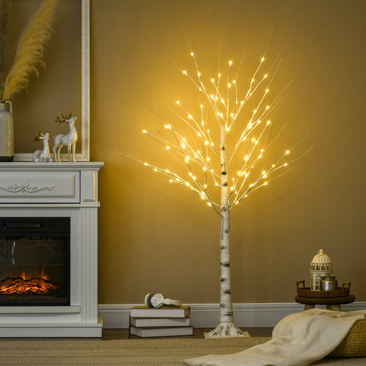 5ft Artificial White Birch Tree Light with Warm White Pre-Lit LED - view 2