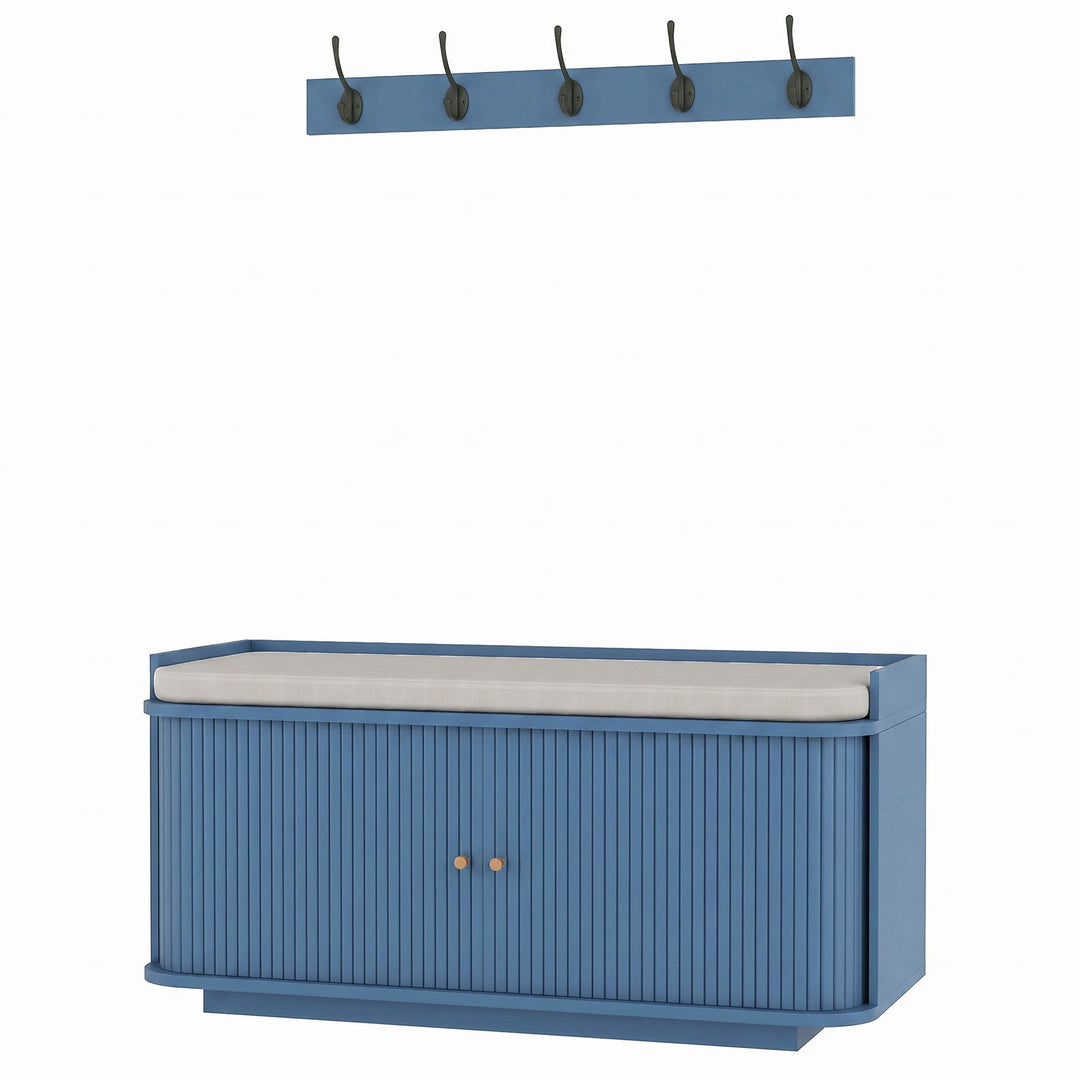Hallway Storage Unit, Hallway Furniture Set with Shoe Storage Cabinet - Blue