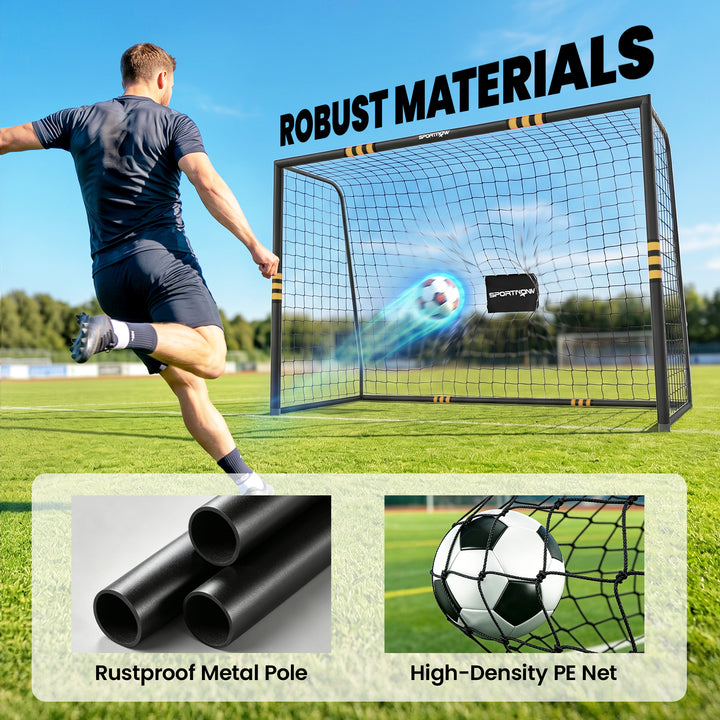Football Goal, 10 x 6.5ft Football Net with Ground Stakes, EPE Foam Pa