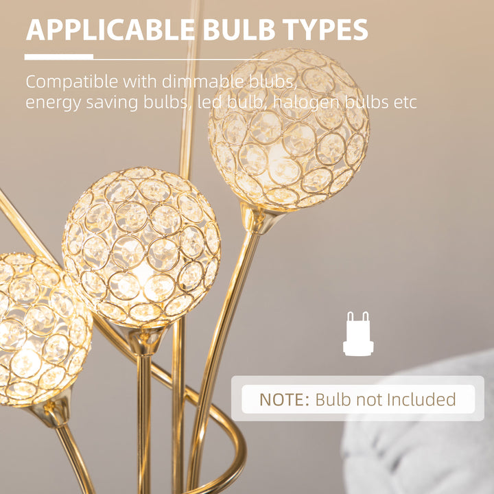 MCL Crystal Floor Lamps for Living Room Bedroom with 5 Light, Modern Upright Standing Lamp, 34x25x156cm, Gold Tone