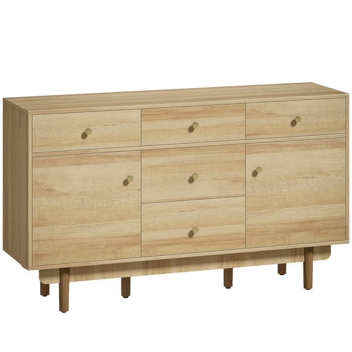 Sideboard with 5 Drawers and 2 Cabinets Buffet Cabinet with Solid Wood