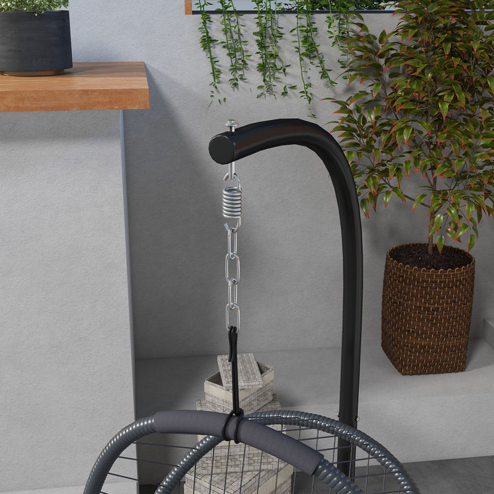 Single Egg Chair, with Steel Frame Stand - Grey