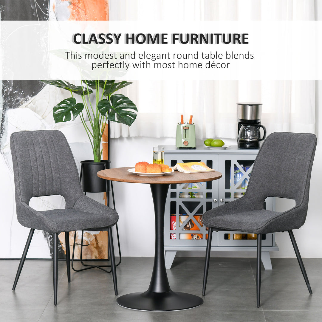 Modern Round Dining Table Leisure Coffee Bistro Table with Metal Base for Kitchen & Dining Room Brown