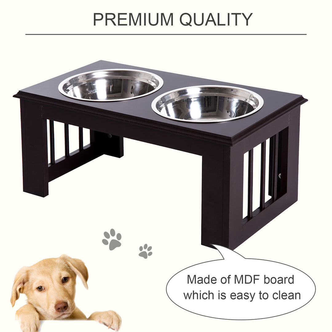 Pawhut Large Stainless Steel Pet Feeder, 58.4Lx30.5Wx25.4H cm, Elevated Design for Comfort, Brown