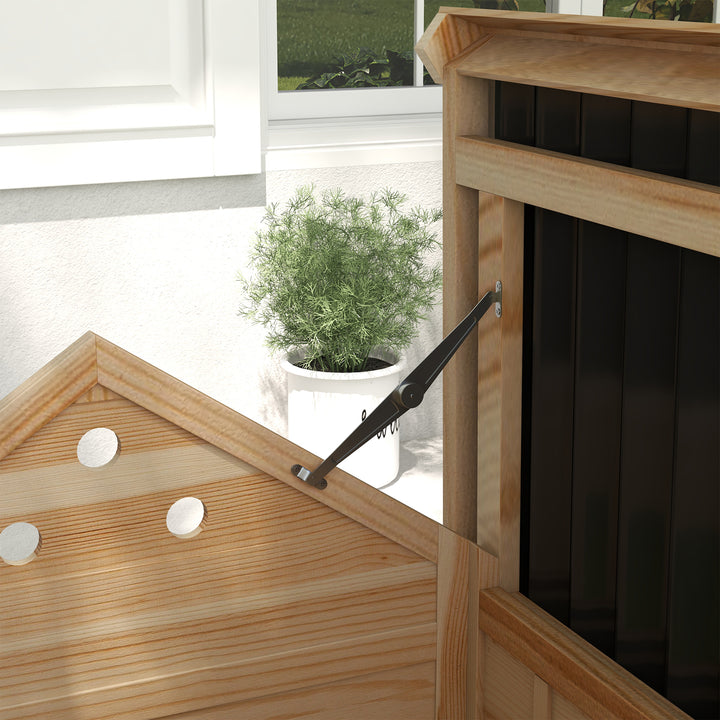 Wooden Duck House with Double Doors, Openable Roof, Ventilation Holes, Removable Base, Natural Wood Finish