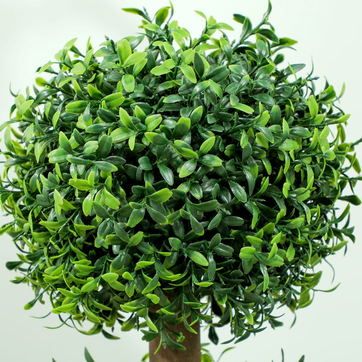 Set of 2 Decorative Artificial Trees, Topiary Ball-shaped Boxwood Trees in Pot, Fake Plants for Home Indoor outdoor Decor, 100cm, Green