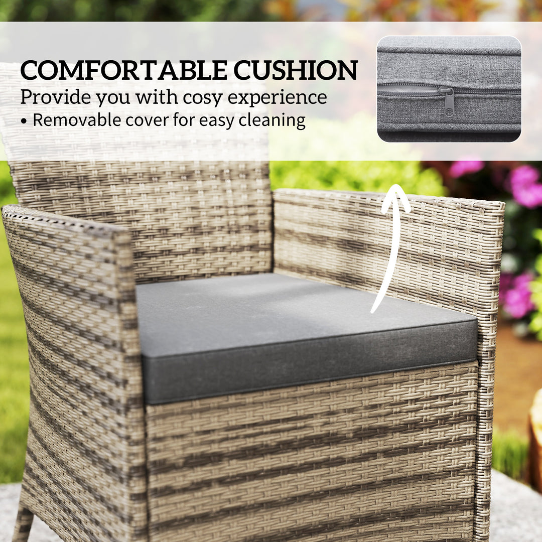 Five-Piece Rattan Garden Set, with Two-Tier Table - Grey