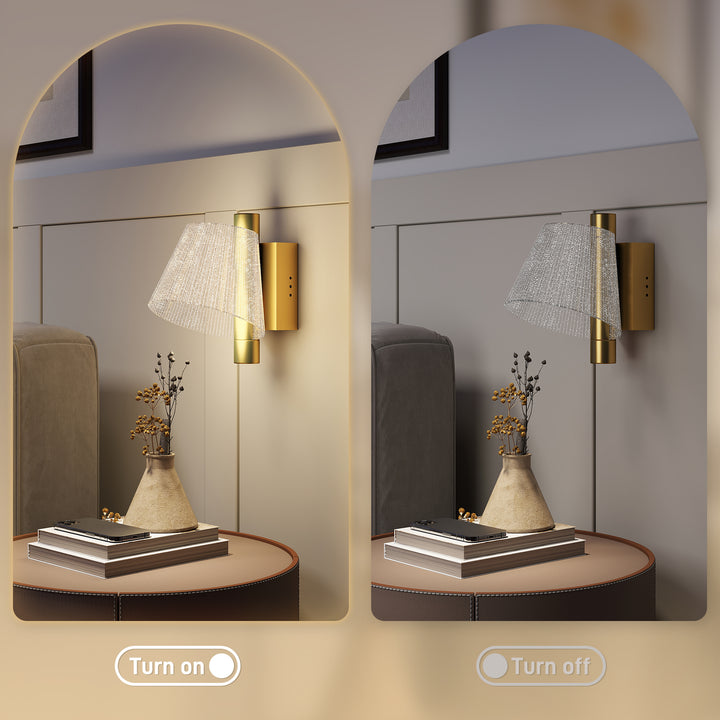 Led Wall Lamp 2 Pack, 5W Modern Indoor Starry Wall Light, Colour Temperature Adjustable 3000K/4000K/6500K, for Bedroom, Living Room, Hallway, Stairs, Gold Tone