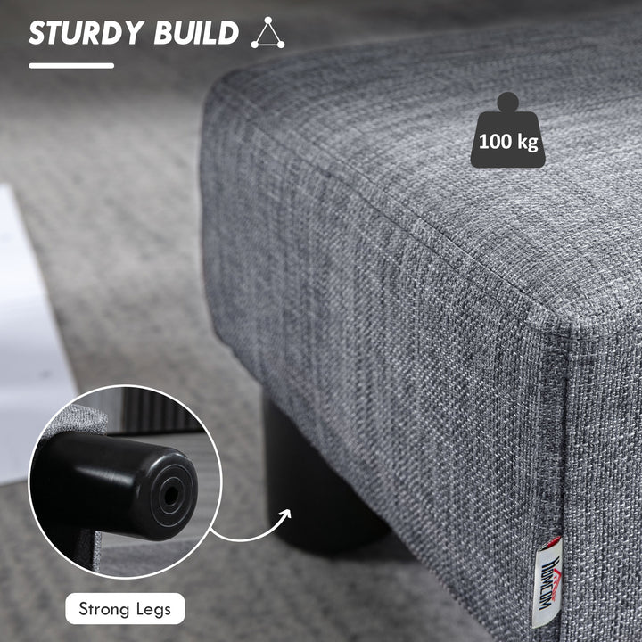 Linen Fabric Footstool Ottoman Cube with 4 Plastic Legs, Grey