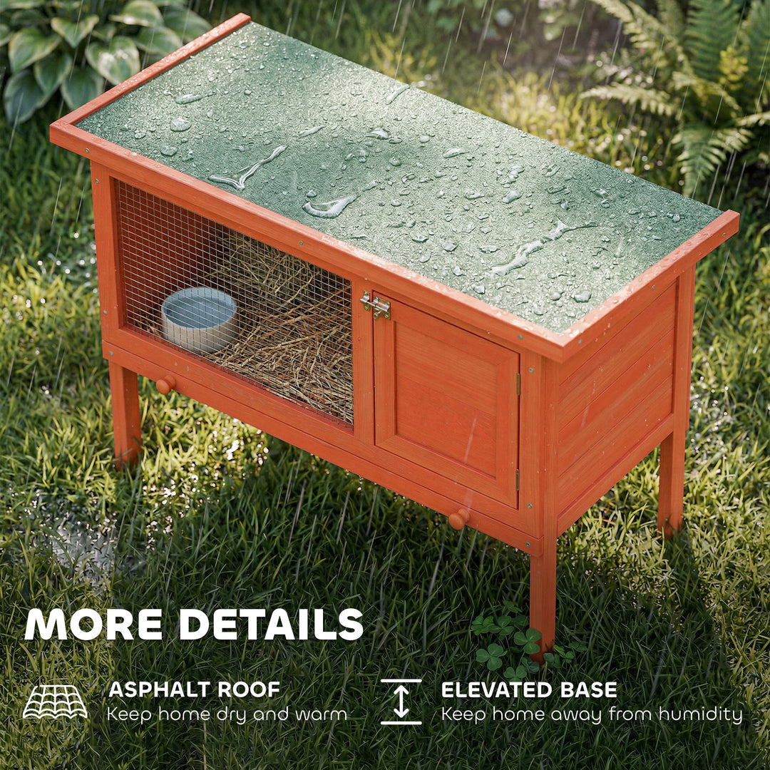 Wooden Rabbit Hutch, Guinea Pig Hutch with Asphalt Roof, Outdoor Eleva