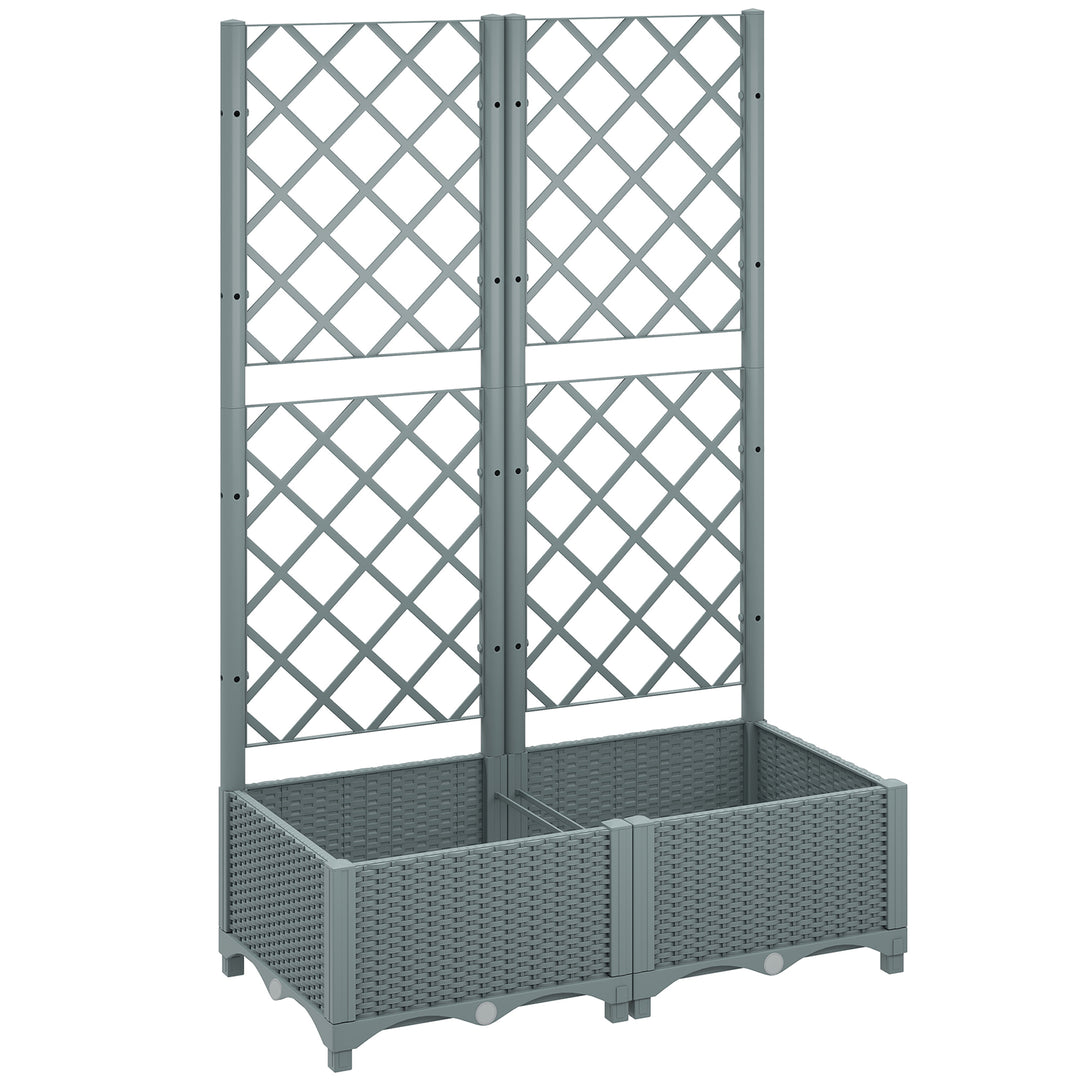 Raised Garden Bed with Trellis, Plastic Planter Box with Drainage Hole