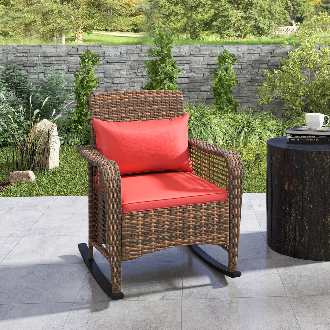 Rattan Rocking Chair - Red