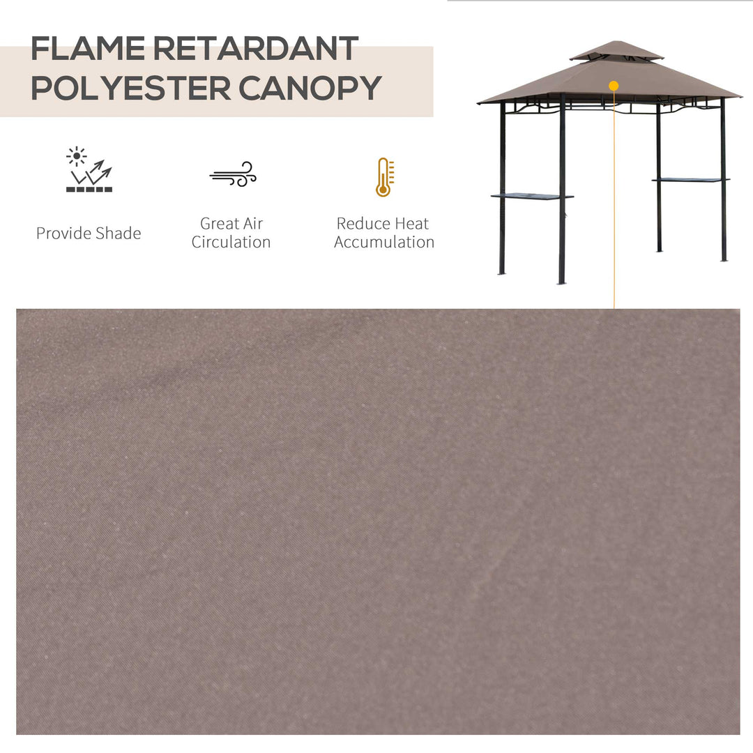 2.5x1.5m (8'x5') Grill Gazebo Canopy, Double Tiered Outdoor BBQ Gazebo Shelter with 2 Side Shelves for Garden, Patio, Barbecue, Picnic, Coffee