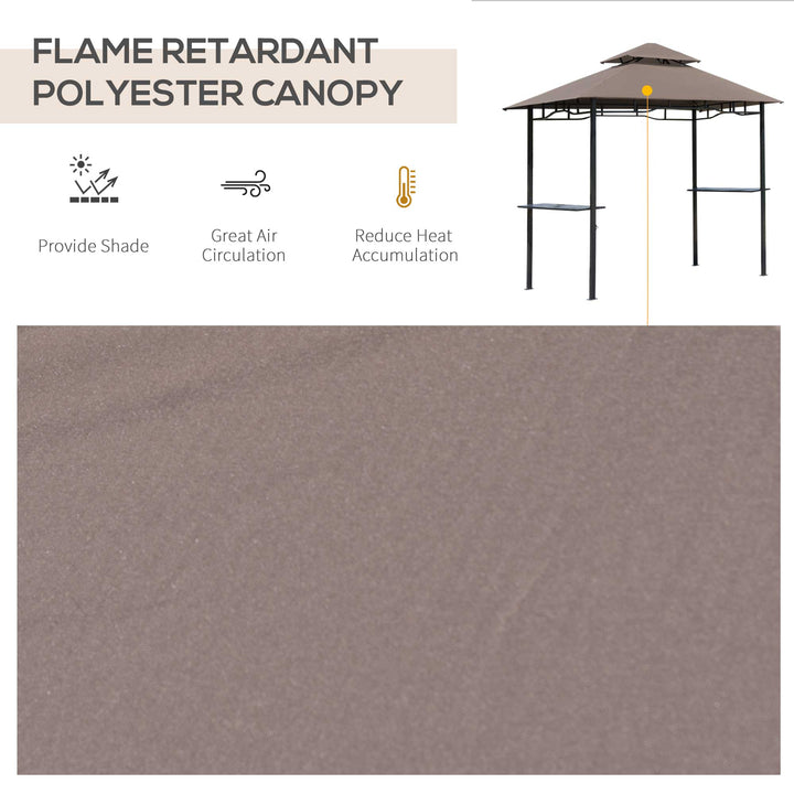 2.5x1.5m (8'x5') Grill Gazebo Canopy, Double Tiered Outdoor BBQ Gazebo Shelter with 2 Side Shelves for Garden, Patio, Barbecue, Picnic, Coffee