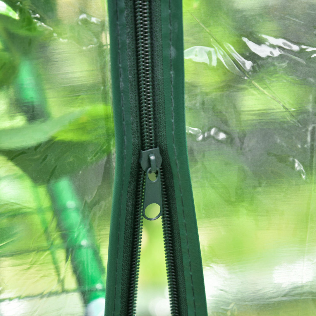 Walk in Greenhouse with 3-Tier 8 Shelves, Green House with Hemmed Cover, Roll-up Zipped Door, Steel Frame, 143 x 143 x 195cm