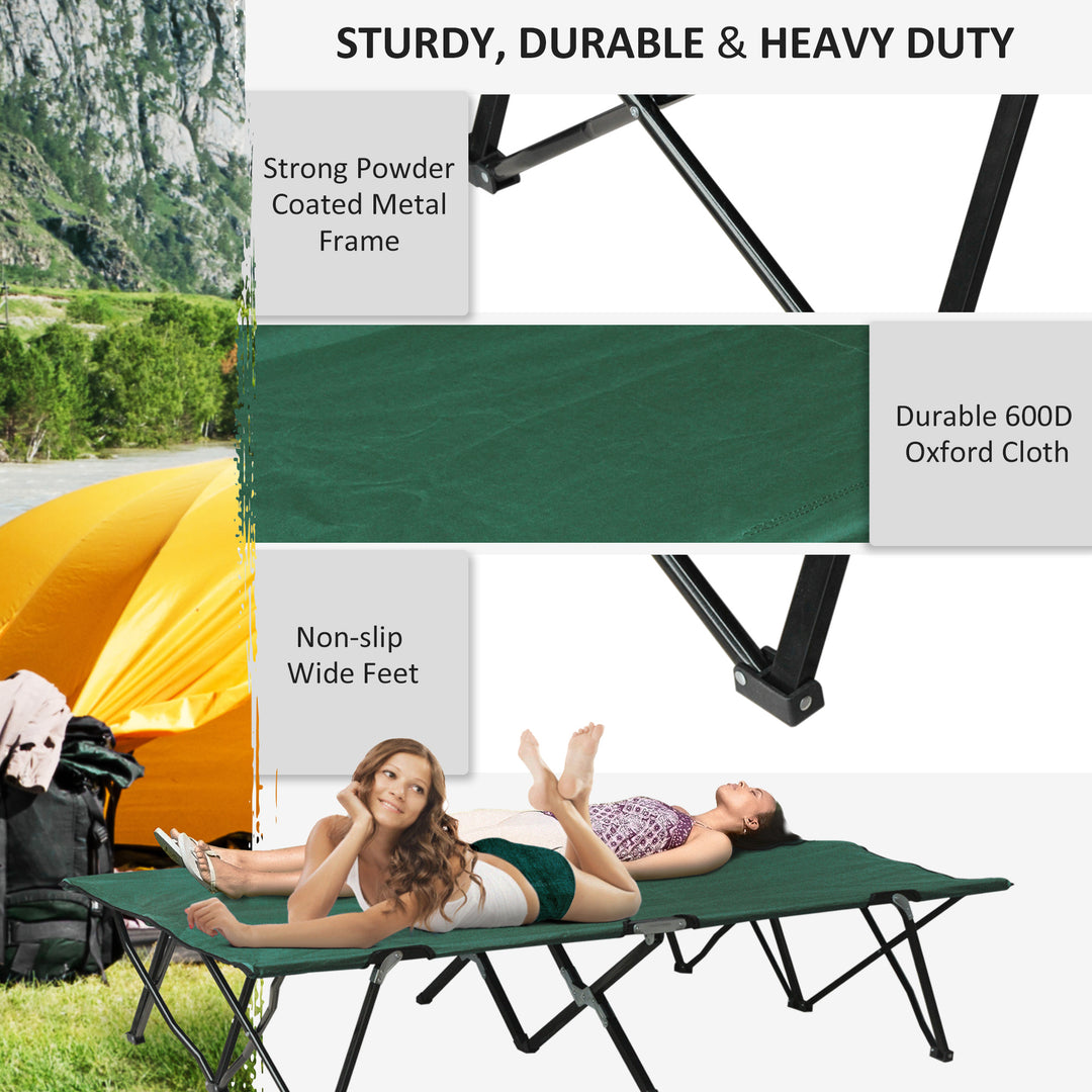 Double Camping Cot Bed, with Bag - Green