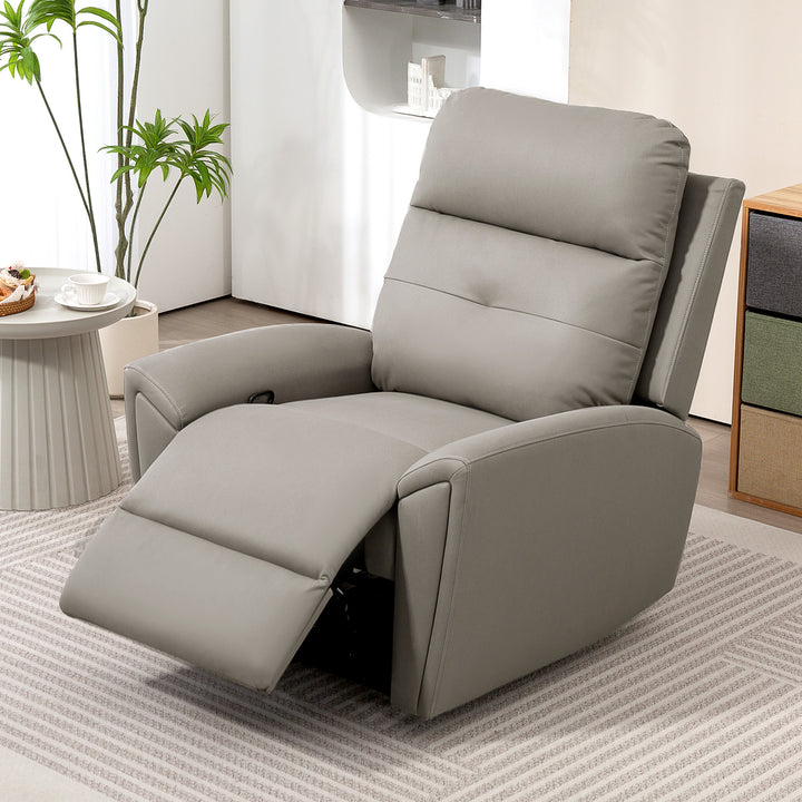 Recliner Armchair, Manual Reclining Chair with Adjustable Leg Rest and Reclining Functions, Modern Microfibre Overstuffed Lounge Seating for Living Room, Bedroom, Grey