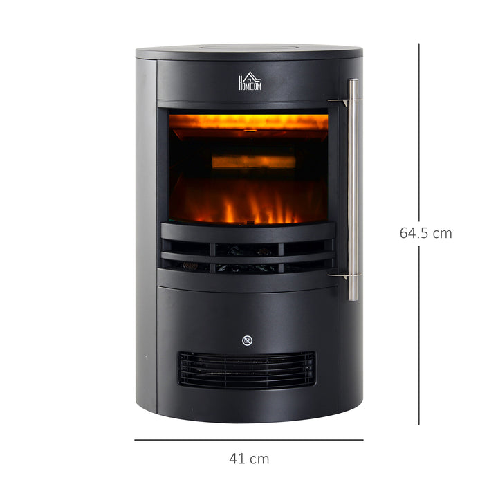 HOMCOM 1000/2000W Freestanding Electric Fireplace, Indoor Heater Fire Stove with Log Burner Effect Flame, Thermostat Control