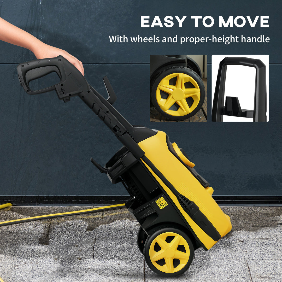 1800W High Pressure Washer, 150 Bar Pressure, 510 L/h Flow, High-Performance Portable Power Washer Jet Wash Cleaner with 6M Hose, Snow Foam Bottle for Garden, Car, Furniture, Yellow