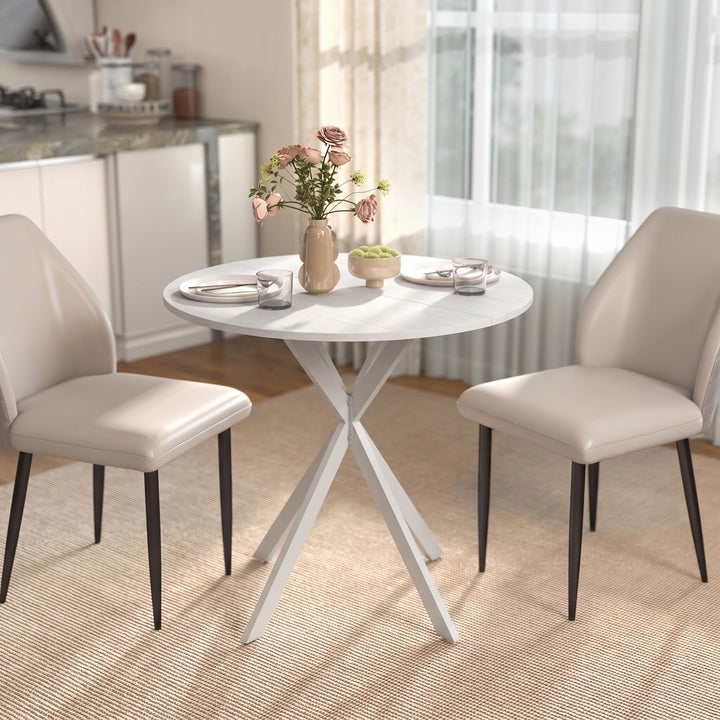 80cm Industrial Round Dining Table - White